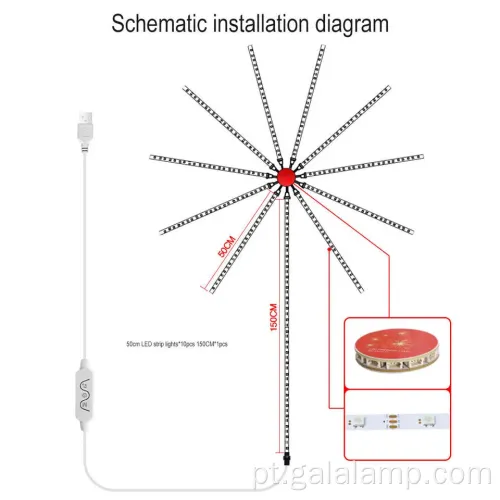 Faixa de fogos de artifício com led de cores dinâmicas para espaços de convivência